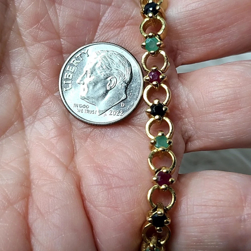 GENUINE Emerald, Ruby, and Sapphire Bracelet